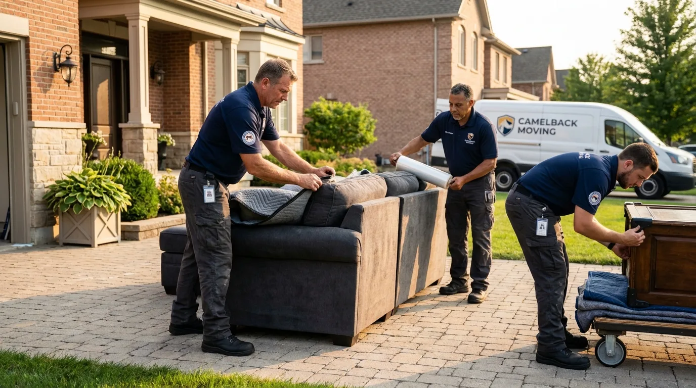 Large estate moving crew wrapping furniture in Niwot, CO