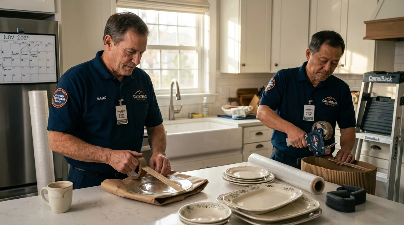 Professional crew packing kitchen dishware in Niwot, CO
